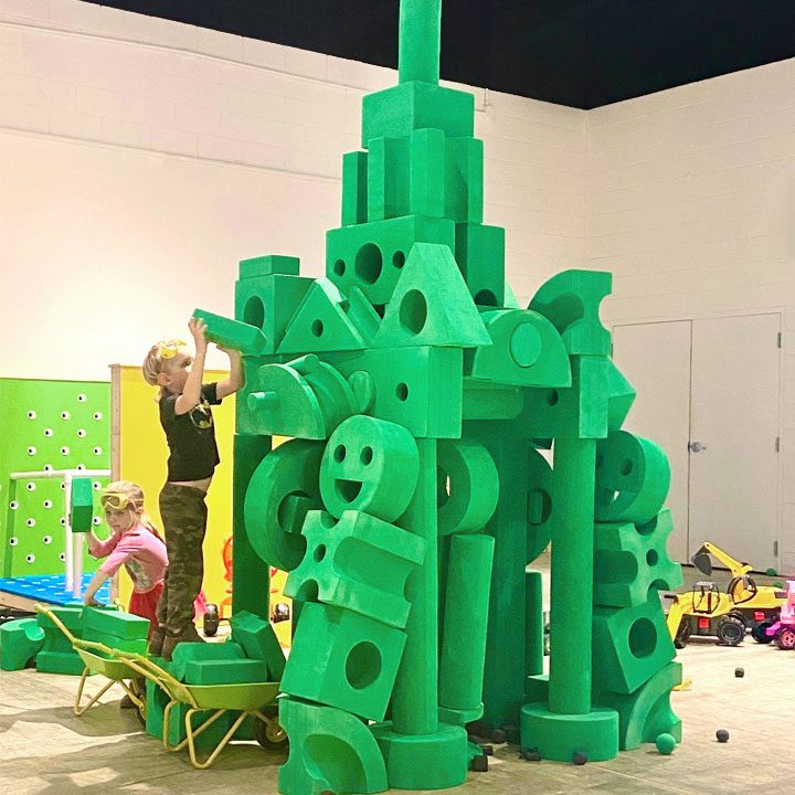 Kids playing with big foam blocks