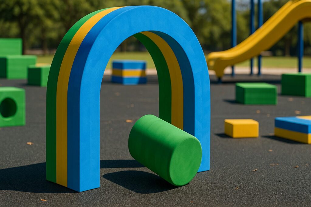 Creative block play for infants in playground